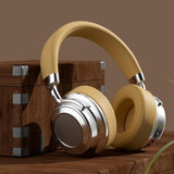 Retro Wireless Bluetooth Headset - Metal Head-mounted - Silver Brown - Extra Image