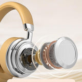 Retro Wireless Bluetooth Headset - Metal Head-mounted - Silver Brown - Extra Image