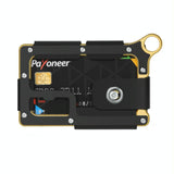 Adjustable Snap Button Wallet Aluminum Alloy & Leather - Black - Top-Down View