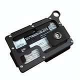 Adjustable Snap Button Wallet Aluminum Alloy & Leather - Black - Close-Up Angle