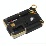 Adjustable Snap Button Wallet Aluminum Alloy & Leather - Black - Low Angle