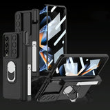 For Samsung Galaxy Z Fold4 5G Magnetic Armor Phone Case - Full Coverage - Carbon Fibre - Front View