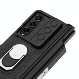 For Samsung Galaxy Z Fold4 5G Magnetic Armor Phone Case - Full Coverage - Carbon Fibre - Close-Up Angle