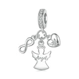 925 Sterling Silver Guardian Angel Good Luck Pendant - Front View