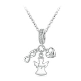 925 Sterling Silver Guardian Angel Good Luck Pendant - Side View