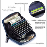 Men'S Leather Card Holder Casual Driver License Wallet - Black - Front View
