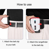 Lightweight Golf Rangefinder with Magnetic Buckle and Belt Clip - Black - Close-Up Angle