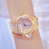 Diamond-Inlaid Women Chain Watch - Elegant Jewelry - Side View