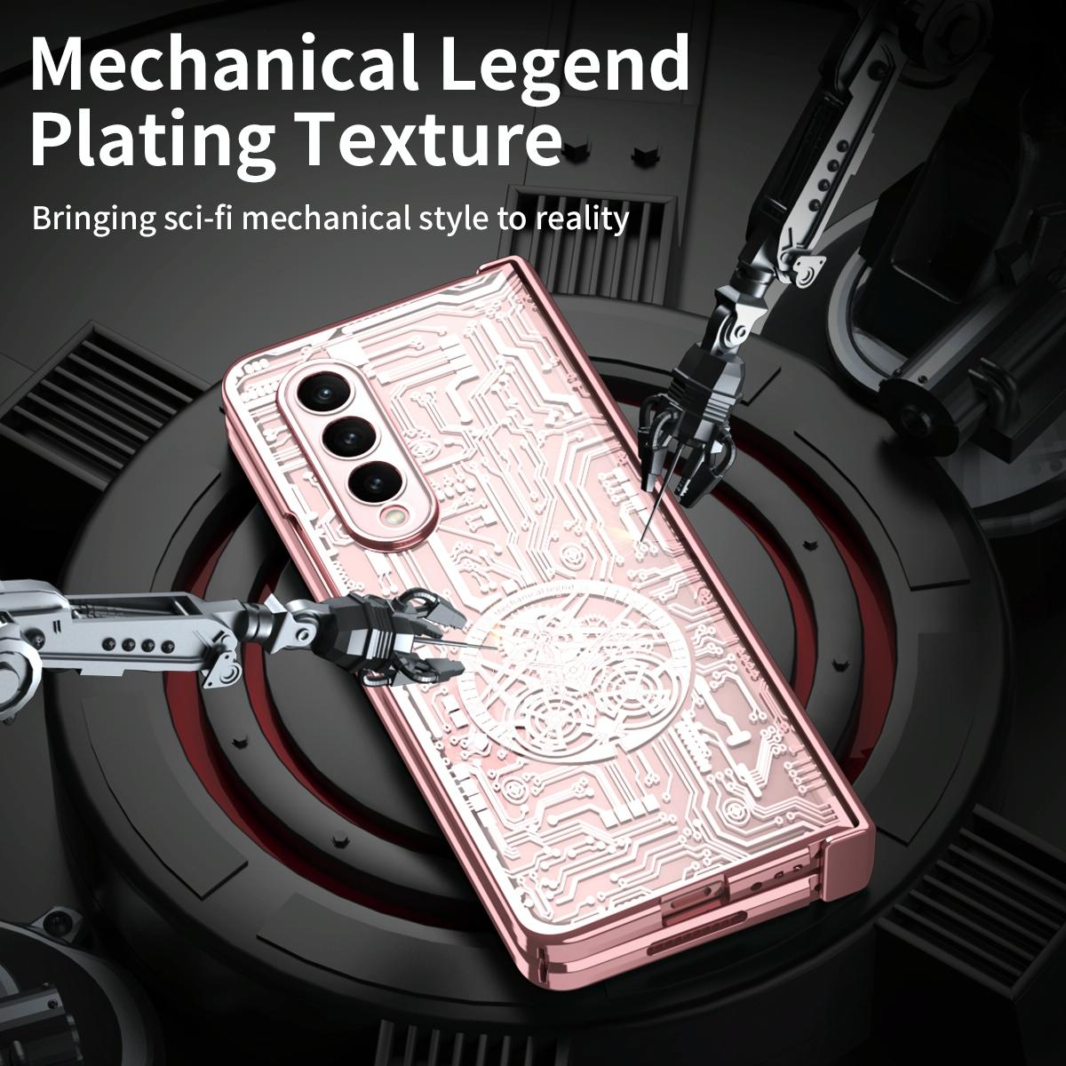 For Samsung Galaxy Z Fold4 5G Foldable Electroplated Phone Case - Mechanical Legend 4. - Green