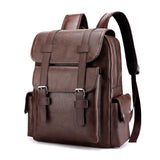 Large Capacity Pu Leather Laptop Backpack For Travel & School - Black