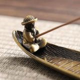 Fisherman Incense Burner with Ash Catcher and Stand - Fishing Boat - Side View