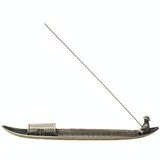 Fisherman Incense Burner with Ash Catcher and Stand - Fishing Boat - Close-Up Angle