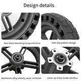 Shock-absorbing Honeycomb Tire for Xiaomi M365 Electric Scooter with 8.5 Rear Wheel - Black Hub - Close-Up Angle