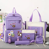 5-piece Girls Backpack Set - Lightweight and Versatile - Blue - Front View
