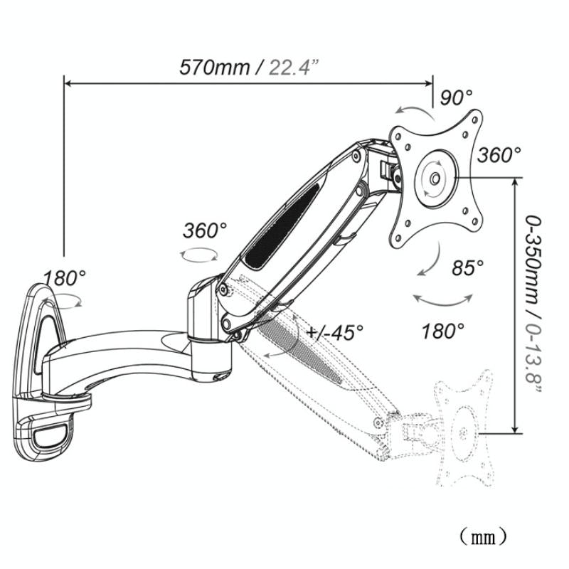 Gas Spring Wall-mounted Monitor Stand - Factory Design