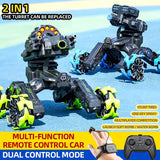 Remote Control Car with Soft Bomb - Four-wheel Battle Blooming Tire Spray - Blue - Rear View