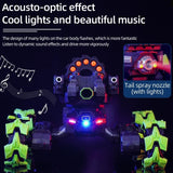 Remote Control Car with Soft Bomb - Four-wheel Battle Blooming Tire Spray - Blue - Low Angle