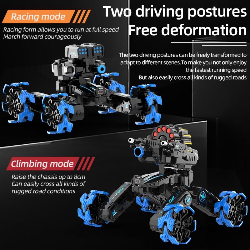 Remote Control Car with Soft Bomb - Four-wheel Battle Blooming Tire Spray - Blue