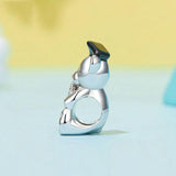 925 Sterling Silver Platinum Plated Happy Bear Heart Diy Beads - Top-Down View