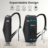 Expandable Business Backpack For Men Black - Rear View