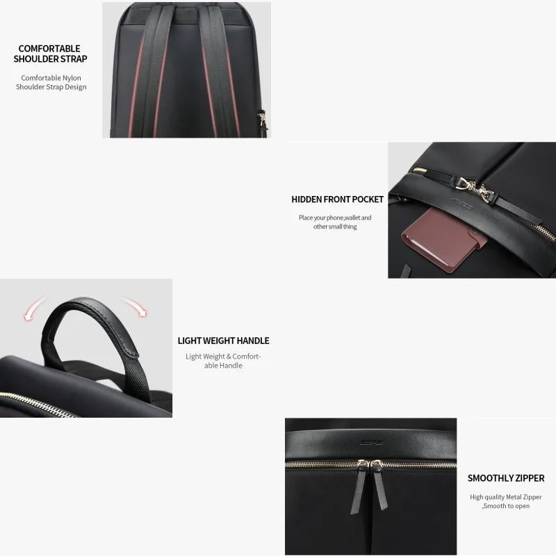 Waterproof 14-inch Laptop Backpack - Lightweight and Casual - Black