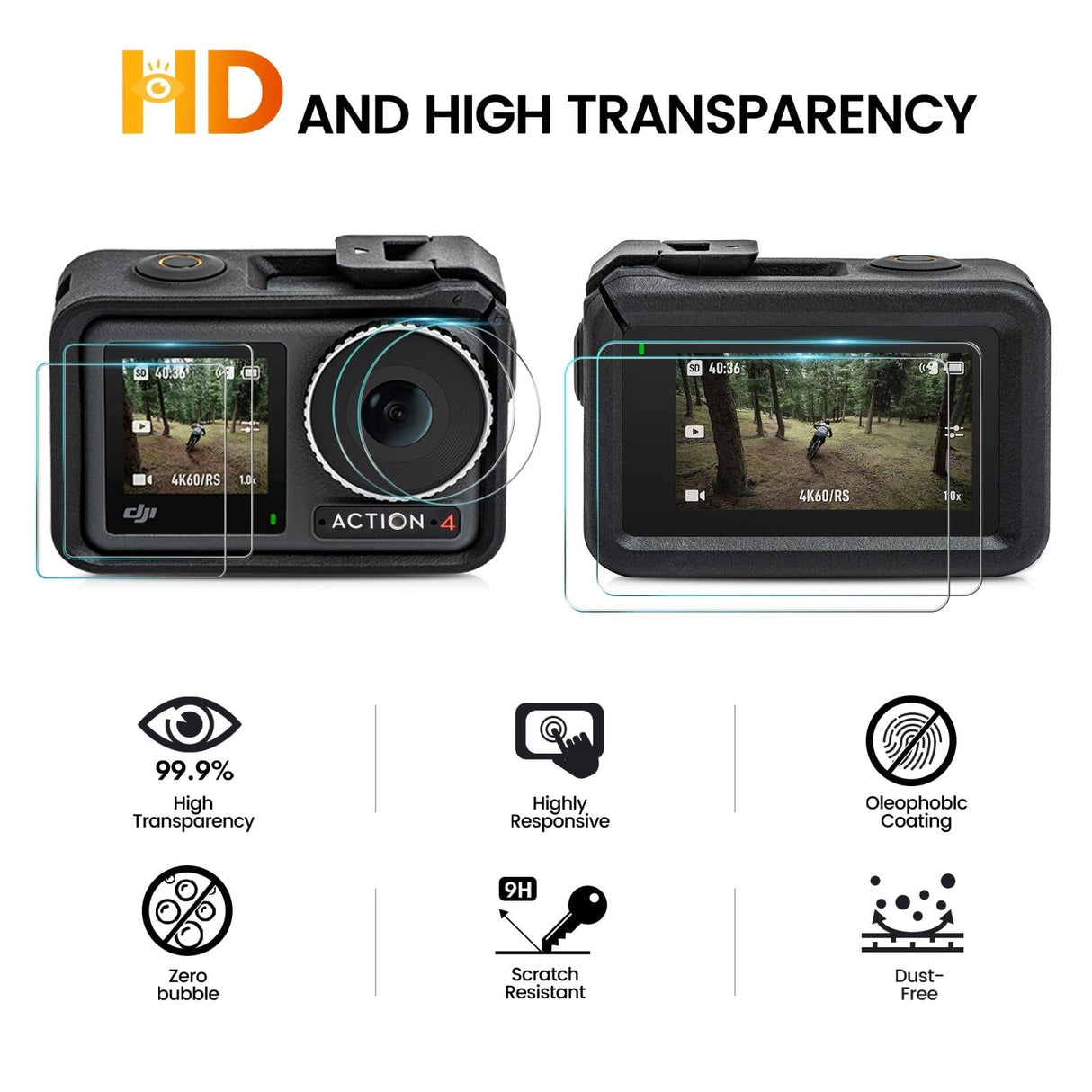 Tempe Glass Lens Protector for Dji Action - 3-in-1 Set