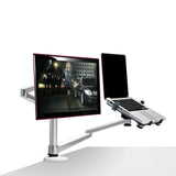 Silver Desktop Monitor Stand - Lifts Laptop - Side View