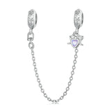 925 Sterling Silver Platinum Opal Bow Safety Chain - Front View