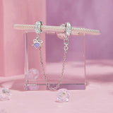 925 Sterling Silver Platinum Opal Bow Safety Chain - 45-Degree Angle