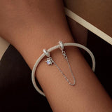 925 Sterling Silver Platinum Opal Bow Safety Chain - Rear View