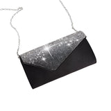 Black Rhinestone Shoulder Bag For Dinner & Cosmetics - Front View