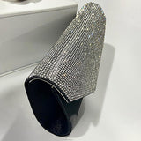 Black Rhinestone Shoulder Bag For Dinner & Cosmetics - 45-Degree Angle