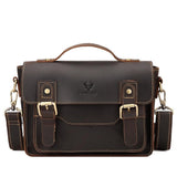 Retro Leather Men Crossbody Bag Small Square - Brown