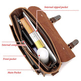 Retro Leather Men Crossbody Bag Small Square - Brown