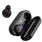 Wireless Fingerprint Touch Earbuds with Led Display and Charging Case - Black