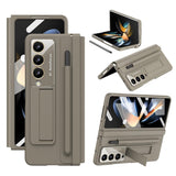 For Samsung Galaxy Z Fold4 5G Phone Case With Pen Slots - Full Coverage - Light Brown