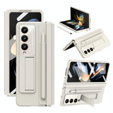 For Samsung Galaxy Z Fold4 5G Phone Case With Pen Slots - Full Coverage - Light Brown