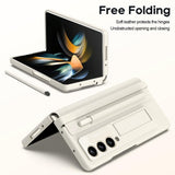 For Samsung Galaxy Z Fold4 5G Phone Case With Pen Slots - Full Coverage - Light Brown