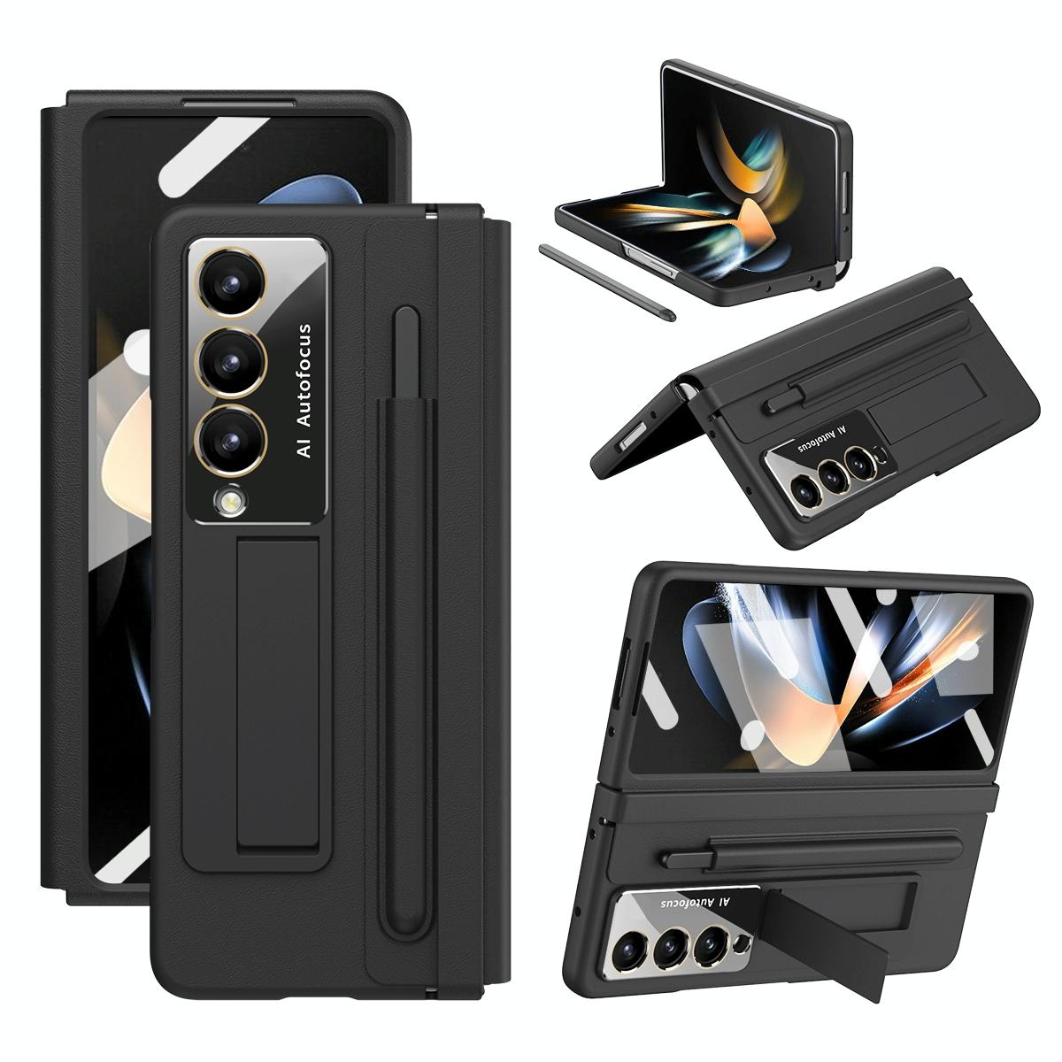 For Samsung Galaxy Z Fold4 5G Phone Case With Pen Slots - Full Coverage - Light Brown