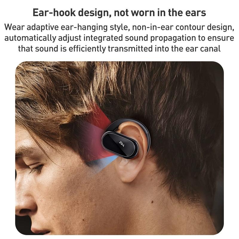 Wireless Bluetooth Earphones with Led Display - Zga Gs08 - Black