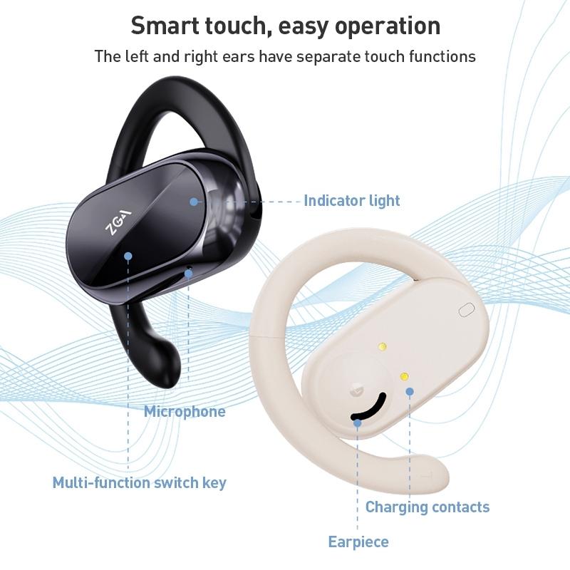 Wireless Bluetooth Earphones with Led Display - Zga Gs08 - Black