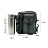 8 Leather Shoulder Mobile Phone Messenger Bag Casual Water Bottle Bag - Black - Top-Down View