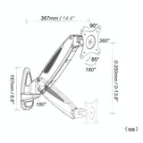 Telescopic Wall-mounted Monitor Stand - Factory Colour - Top-Down View