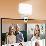 Rechargeable Clip-on Selfie Light with 66 Leds - 3 Modes for Phone Laptop Tablet - Black - White