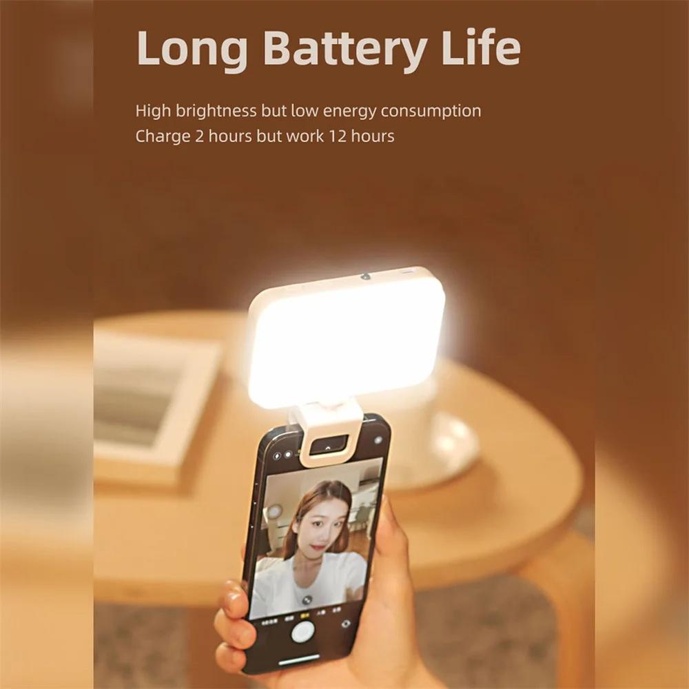Rechargeable Clip-on Selfie Light with 66 Leds - 3 Modes for Phone Laptop Tablet - Black - White