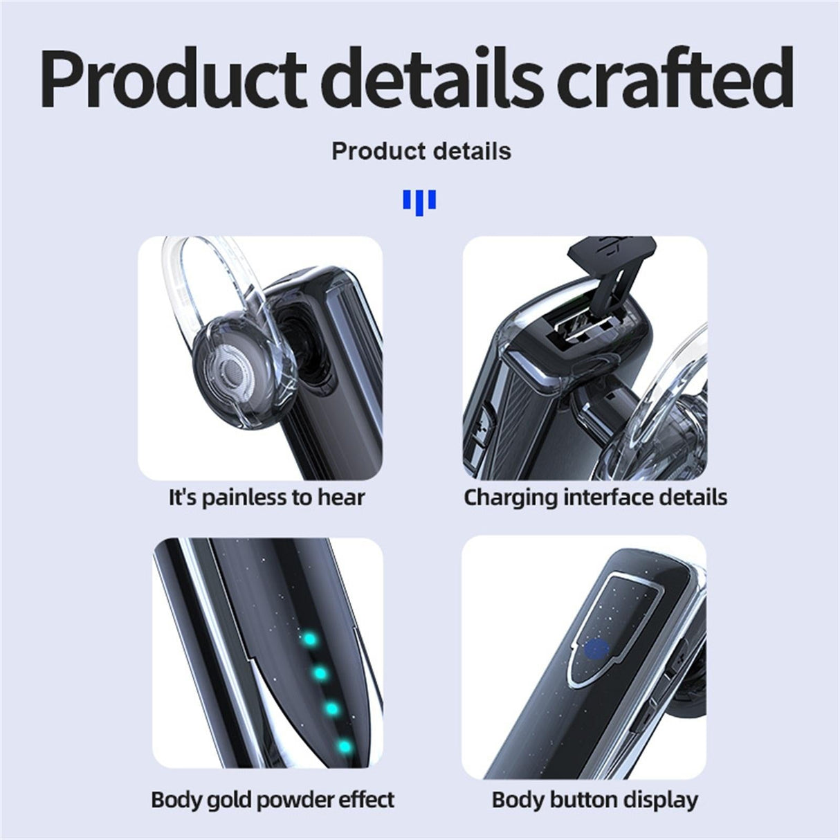 Business Style Bluetooth 5.0 Earphone with Touch Switch - Black