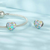 925 Sterling Silver Neon Love Heart Diy Beads Plated - Top-Down View