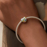 925 Sterling Silver Neon Love Heart Diy Beads Plated - Close-Up Angle