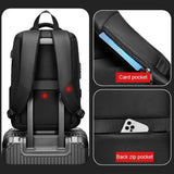 Expandable Usb Laptop Backpack for Business Travel - Black - Top-Down View