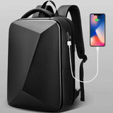 Expandable Usb Laptop Backpack for Business Travel - Black - Rear View